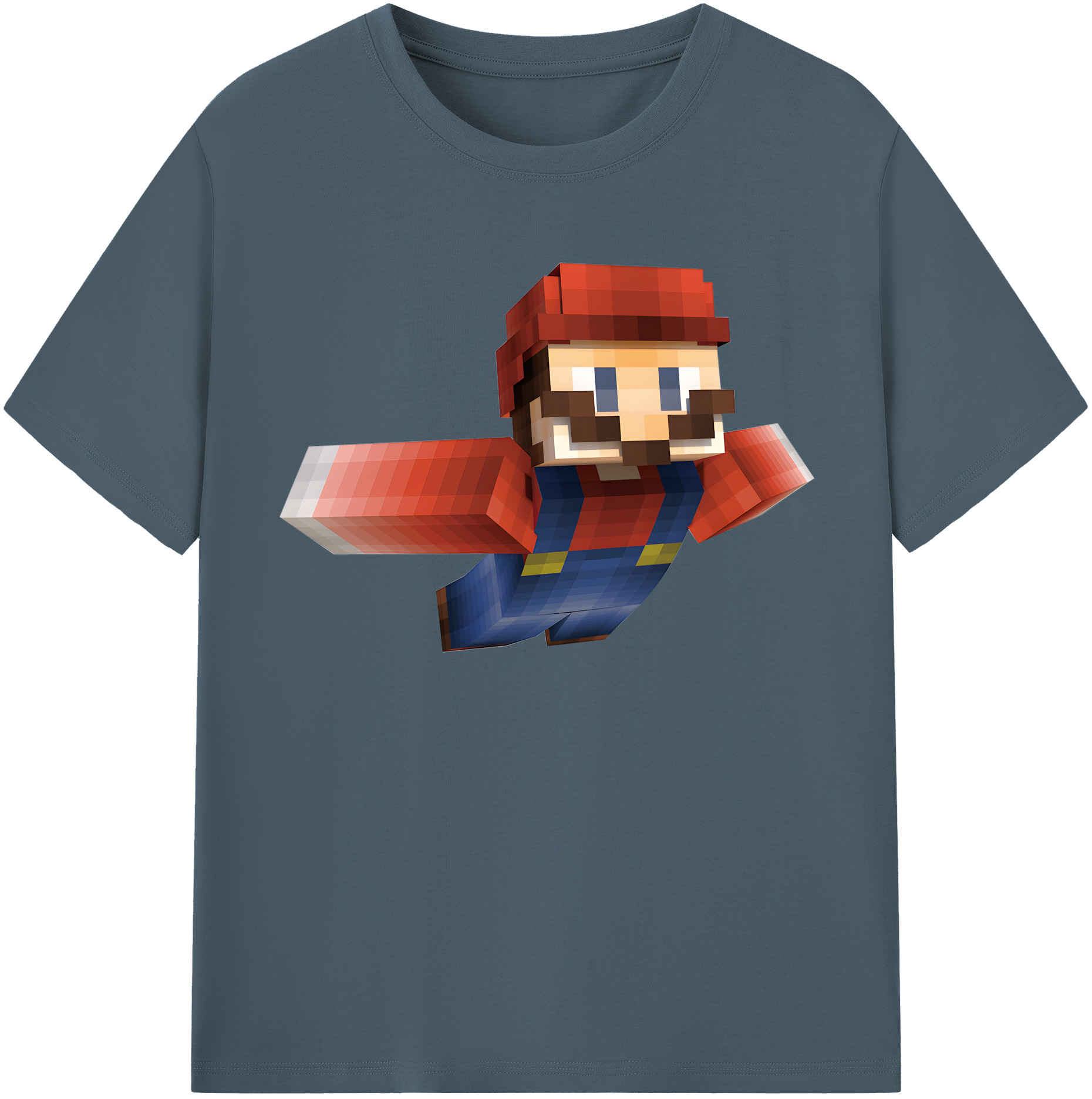 （画像用） マインクラフト ブロックの世界 Minecraft MC Block world 綿100％半袖Tシャツ（フロントプリント）